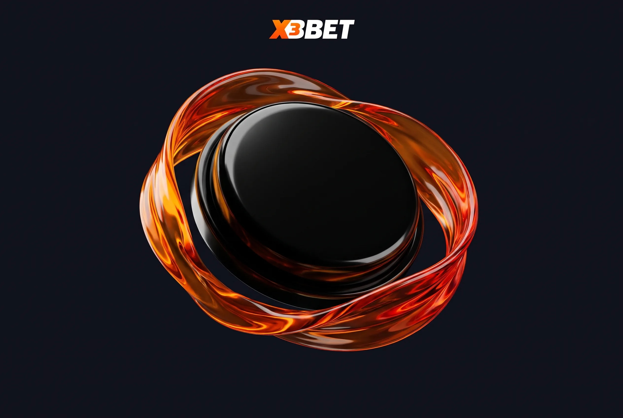 Żeton X3Bet otoczony pomarańczową wstęgą