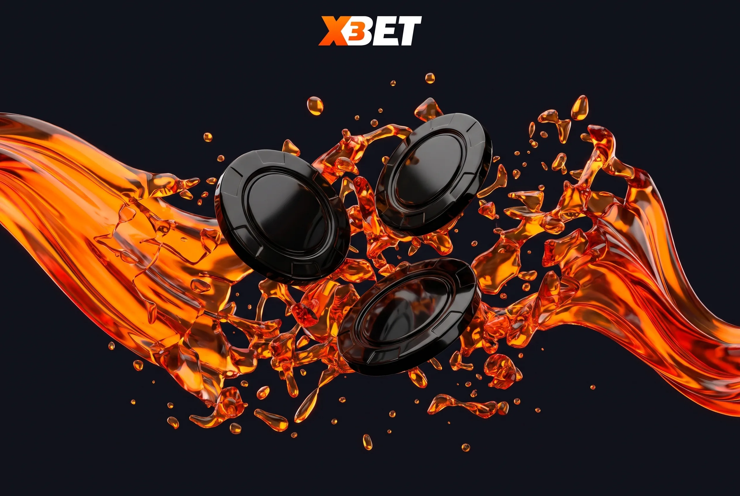 Żetony X3Bet i pomarańczowe wstęgi ilustrujące bonus powitalny